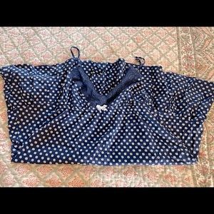 Cute Victoria Secret navy blue slip nightie with white flower detail.